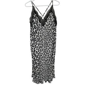 Victoria's Secret Y2K Leopard Print Slip Dress Slits on Sides